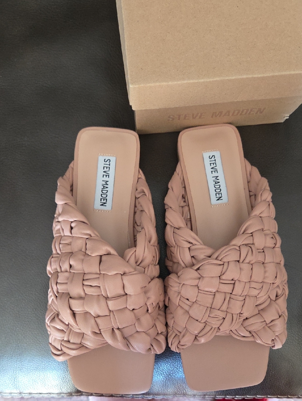 Brand New In Box Steve Madden Marinia Braided Slide Mules Nude 8